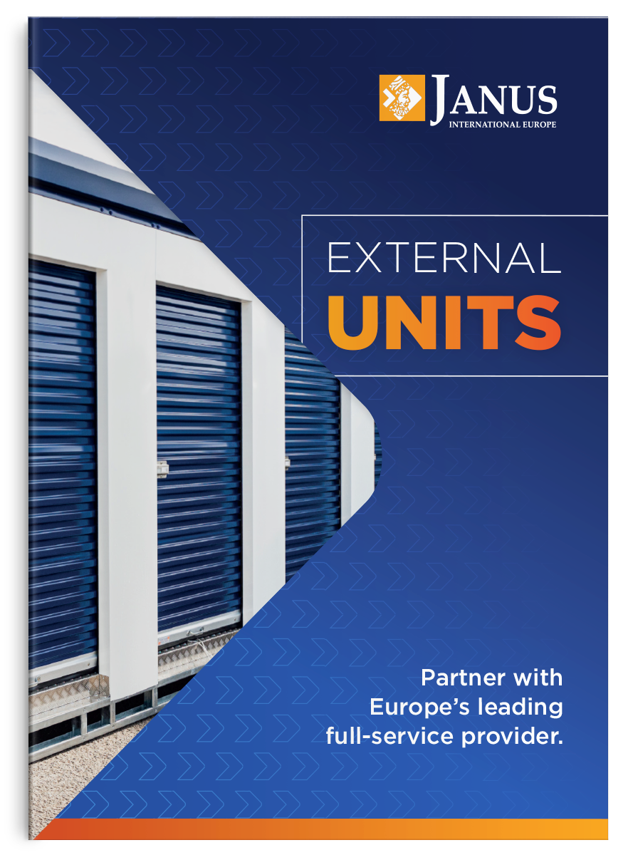 A promotional flyer for Janus International Europe featuring 